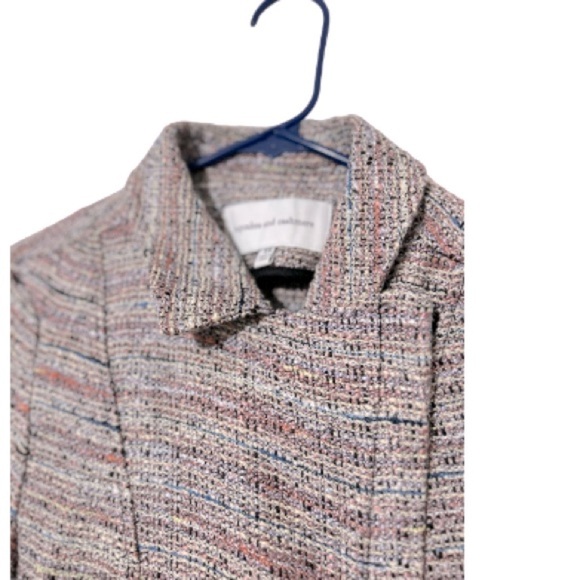 Cupcakes & Cashmere Multicolor Tweed Fringe Hem Moto Jacket Size XS - Picture 11 of 13